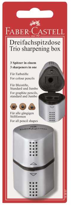 Faber-Castell Grip 2001 Trio galąstuvas – sidabras (183897 FC)