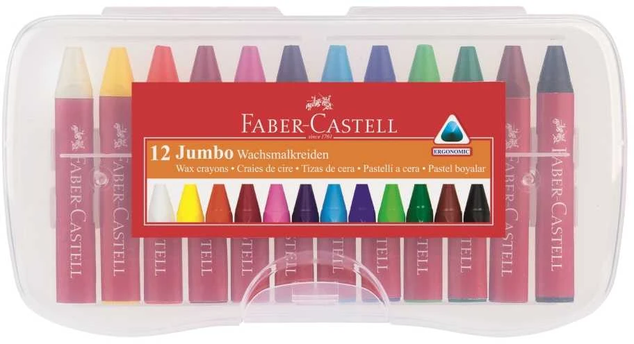 Vaškinės kreidelės Faber-Castell Jumbo, 12 spalvų