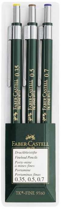 Faber-Castell automatinis pieštukas Tk-fine, 3 vienetai plastikiniame dėkle (0,35: 0,5: 0,7 mm) (136030 FC)