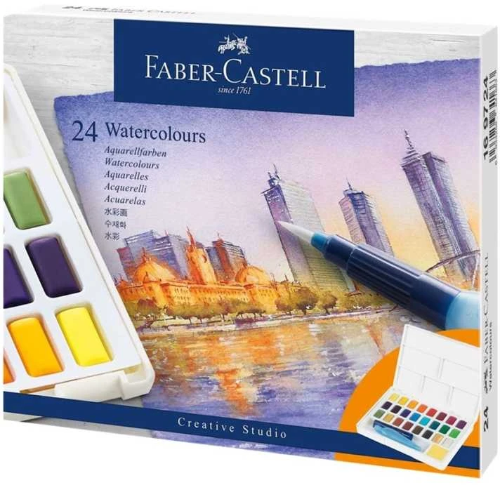 Akvareliniai dažai CS kubeliai 24 spalvos FABER CASTELL Faber-Castell