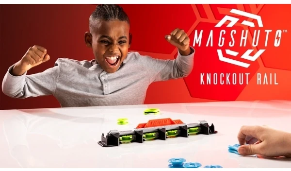 Fat Brain Toys Magshuto Knockout Rail – magnetinis triukų ir taiklumo žaidimas