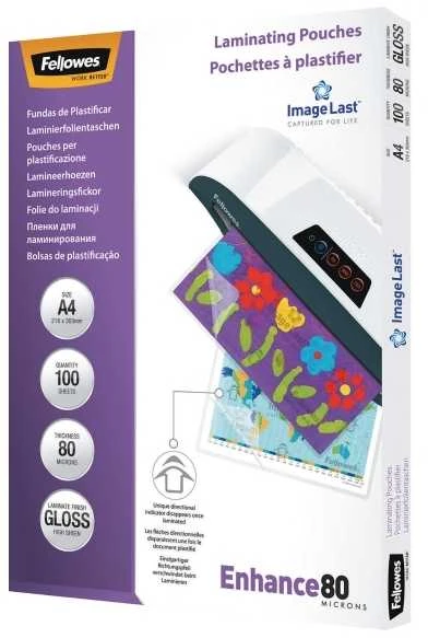 Fellowes Laminavimo vokeliai BERGAI, 80 mic, A4, 100 vnt.