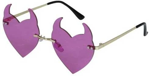 Violetiniai velnio formos karnavaliniai akiniai