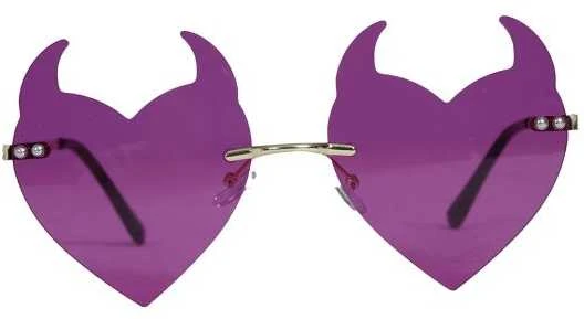 Violetiniai velnio akiniai širdelės formos
