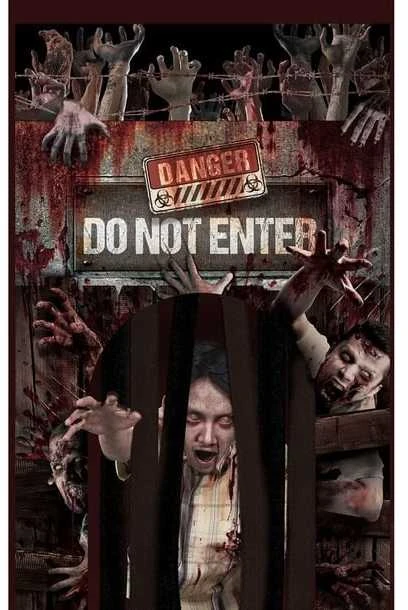 Fiesta Zombių durų dekoracija su užuolaida