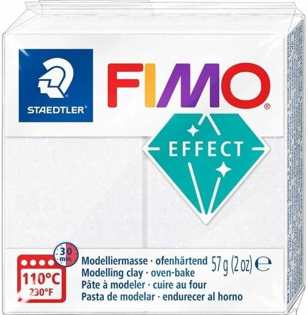 Modelinas Fimo, 56g, baltos su žėručiu spalvos