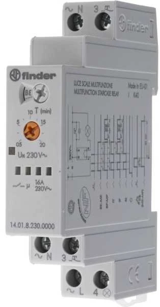 Finder 14.01.8.230.0000 Treppenhaus- Lichtautomat 230VAC Multif. 6Programme