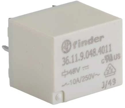 „Finder“ PCB montuojama galios relė, 48 V nuolatinės srovės ritė, 10 A perjungimo srovė, SPDT