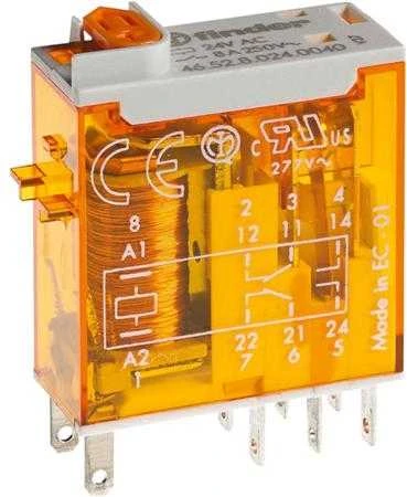 Finder 2P 8A 230V AC siųstuvas LED indikatoriaus bandymo mygtukas (46.52.8.230.0054)