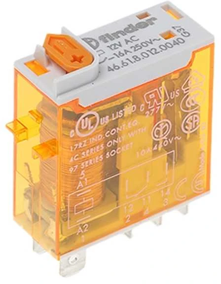 Finder 46.61.8.012.0040 Stikrelė 12 V/AC 16 A 1 x perjungiamasis kontaktas 10 vnt