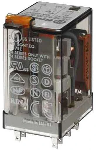 Finder Miniatiūrinė relė 2P 10A 230V AC bandymo mygtukas Mechaninis aktyvavimo indikatorius (55.32.8.230.0040)