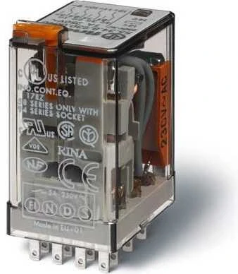 „Finder“ miniatiūrinė relė, 4P, 7A, 24 V AC, bandymo mygtuko aktyvavimo indikatorius (55.34.8.024.0040)
