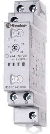 FINDER 80.51.0.240.0000 Laiko relė 1P 16A 24-240V AC/DC 0.1s-24h daugiafunkcinis AI, DI, SW, BE, CE, DE 80.51.0.240.0000