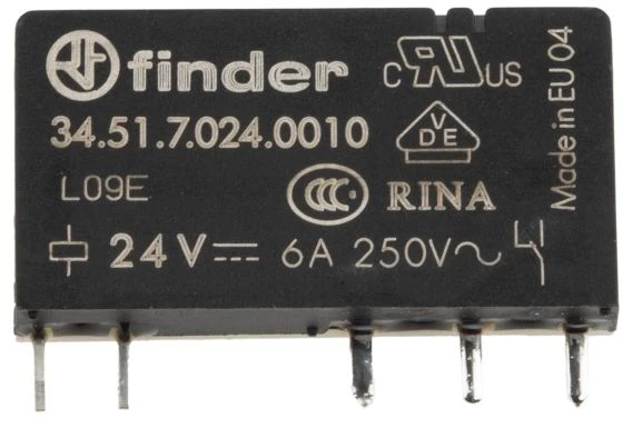 „Finder“ miniatiūrinė relė 1P 6A 24 V DC (34.51.7.024.0010)