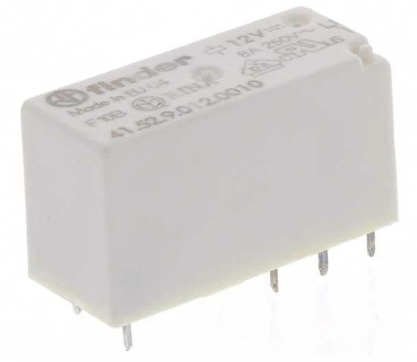 „Finder“ PCB montuojama galios relė, 12 V nuolatinės srovės ritė, 8 A perjungimo srovė, DPDT