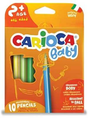 Spalvoti pieštukai mažyliams CARIOCA BABY 2+, 10 vnt.