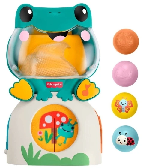 Interaktyvi šviečianti muzikinė varlė su kamuoliukais, šviesa ir garsu „Fisher Price“