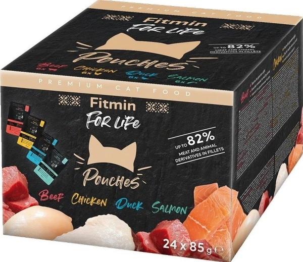 FITMIN For Life Pouch multipack - šlapias kačių maistas - 24x85g