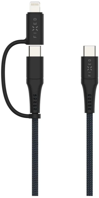Kabelis USB Fixed USB-C - USB-C + Lightning 3 m Pilka (FIXDB-CCL3-GR)