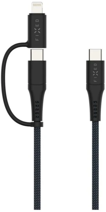 Kabelis USB Fixed USB-C - USB-C + Lightning 1.2 m Pilka (FIXDB-CCL12-GR)