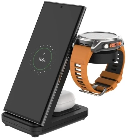 Fixed Įkroviklis indukcinė 3w1 Fixed Powerstation for Garmin, Qi, 18W, juoda
