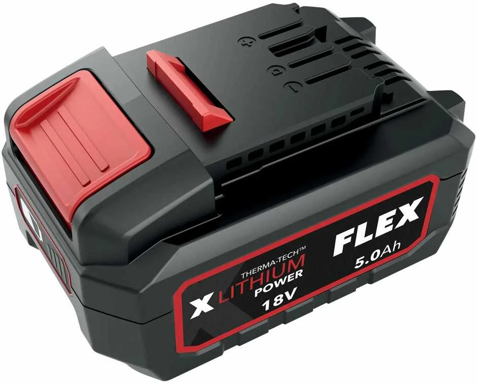 FLEX 18V 5.0Ah akumuliatorius su raudonu fiksatoriumi