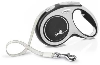 Flexi New Comfort Automatinis juostinis pavadėlis, 8 m / šunims iki 50kg / spalva: juoda ir balta