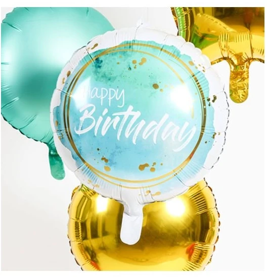 Folat Bv Turkio spalvos „Happy Birthday“ folijos balionas, 45 cm