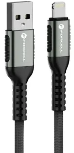USB A tipo laidas su „Lightning“ jungtimi Forcell F-Energy 2,4A 12W Cafule 0,5 m, C257, juodas