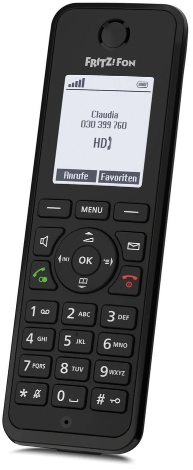 FRITZ! AVM Fon M3, DECT telefonas, belaidis ragelis, garsiakalbis, 300 įrašų, skambinančiojo ID, juodas