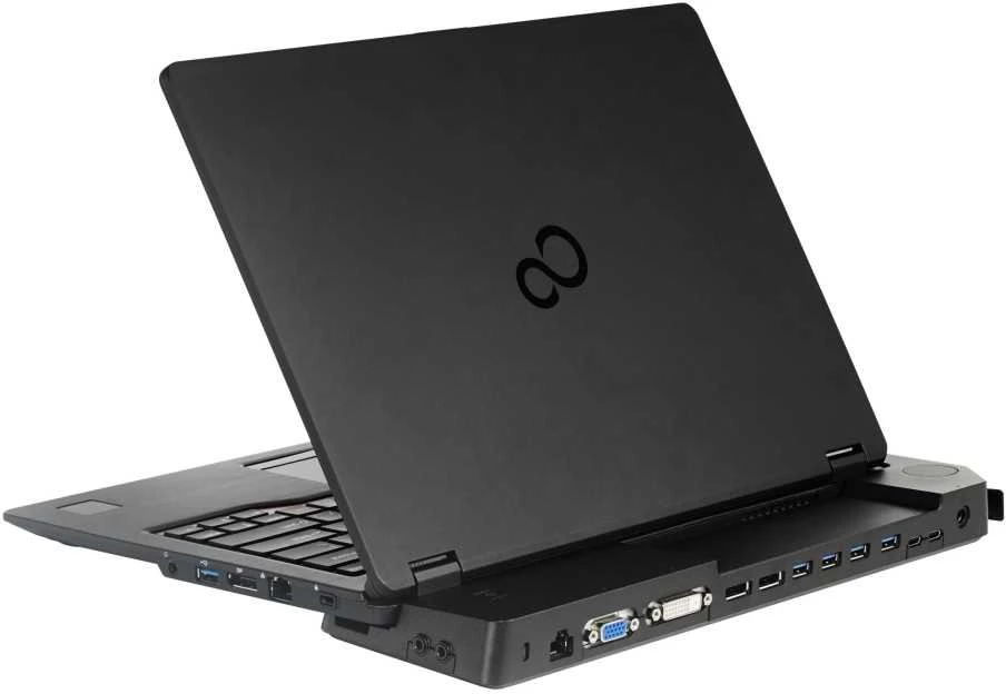 Fujitsu S26391-F1607-L109 knyginių kompiuterių dokas / jungčių replikatorius Prijungimas Juoda