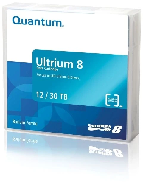 Fujitsu Quantum Ultrium 8 brūkšninis kodas su etikete, tuščia duomenų juosta, LTO, 12 TB, 30 TB, 2.5:1, raudona