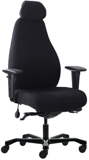 Furniture Trade XL biuro kėdė Duro juoda, su aukšta nugara, galvos atrama ir porankiais