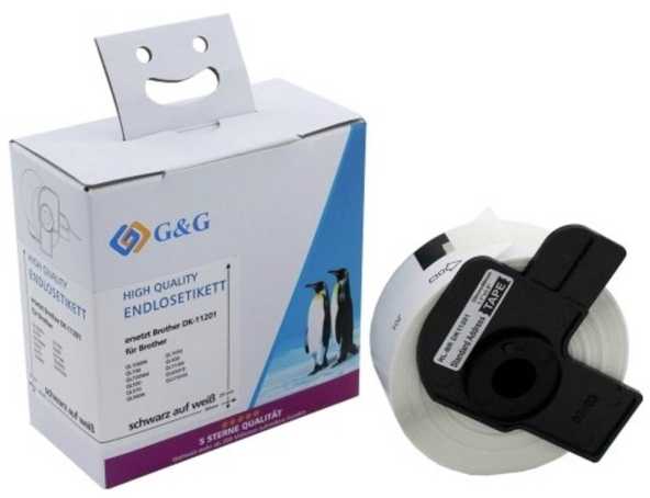 G&G 8 etiketės, 29 mm x 90 mm, sw-ws. Komp. iš Brother DK-11201.