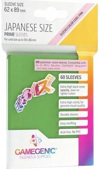 Gamegenic Gamegenic: Japanese Size Prime Sleeves (62x89 mm) 60 vnt, Žalias