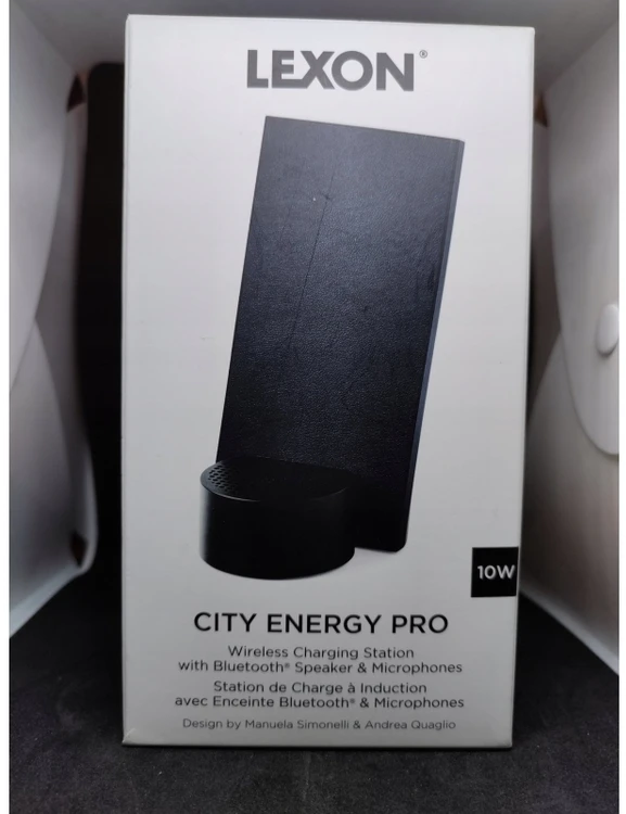 Lexon City Energy Pro 10W belaidis įkroviklis su „Bluetooth“ garsiakalbiu, juodos spalvos LD145N