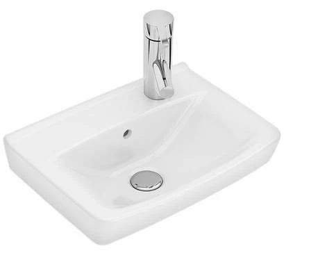 Geberit izlietne Spira, 415x310 mm, maisītāja caurums labajā pusē, uz kronšteiniem, balta IC