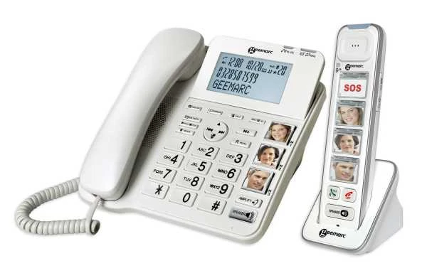 „Geemarc Telecom Combi-Photo 295“, Analoginis / DECT telefonas, Laidinis ir belaidis ragelis, Garsiakalbis, 50 įrašų, Skambinančiojo ID, Baltas