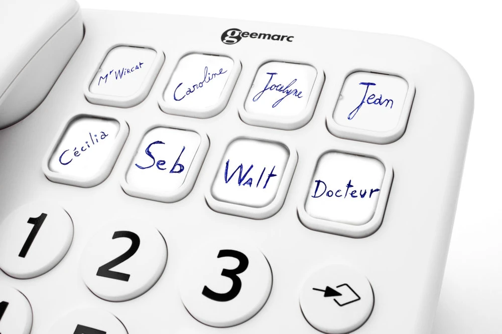 Geemarc PHOTOPHONE 110 laidinis telefonas su dideliais mygtukais, baltas