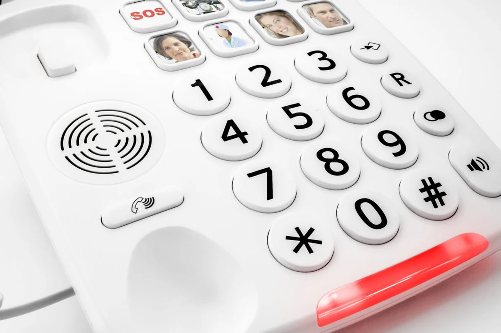 Geemarc PHOTOPHONE 110 laidinis telefonas su dideliais mygtukais, baltas
