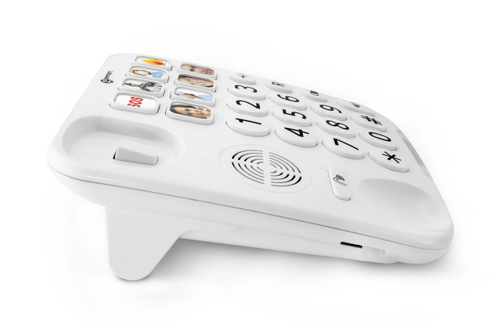Geemarc PHOTOPHONE 110 laidinis telefonas su dideliais mygtukais, baltas