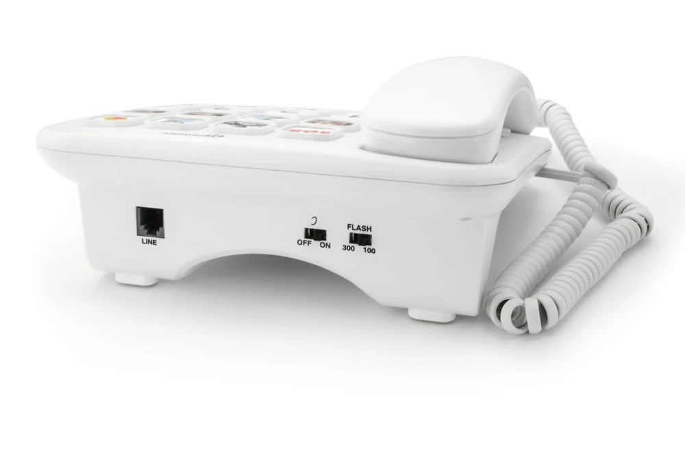 Geemarc PHOTOPHONE 110 laidinis telefonas su dideliais mygtukais, baltas