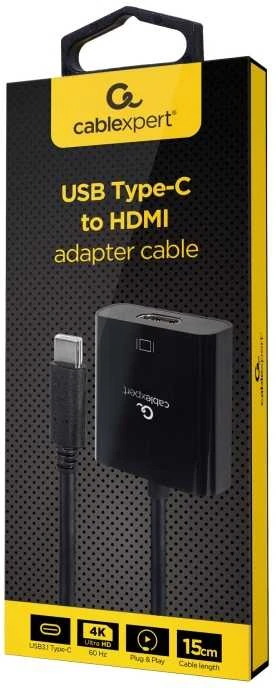 GEMBIRD USB Type-C į HDMI adapterio laidas 4K60Hz 15cm juodas