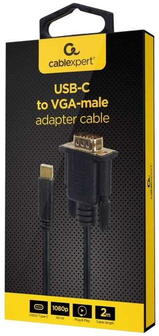 GEMBIRD USB-C į VGA-M adapteris 2m juodas blisteryje