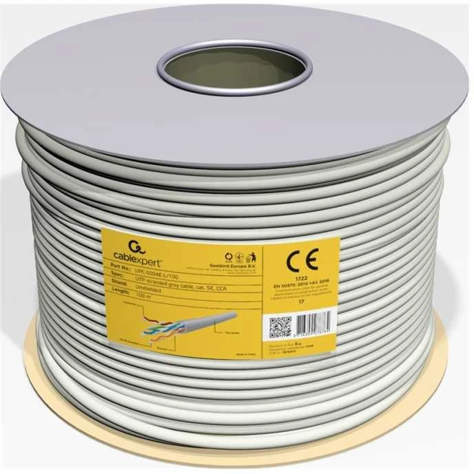 GEMBIRD UPC-5004E-L/100 Gembird UTP suvytas kabelis, kat. 5e, AWG 24, CCA, 100m, pilka