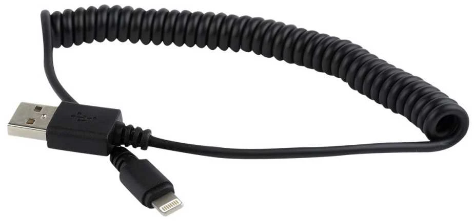 GEMBIRD CC-LMAM-1.5M Gembird USB sinchronizavimo ir įkrovimo spiralinis kabelis, 8 kontaktų, 1.5 m, juodas