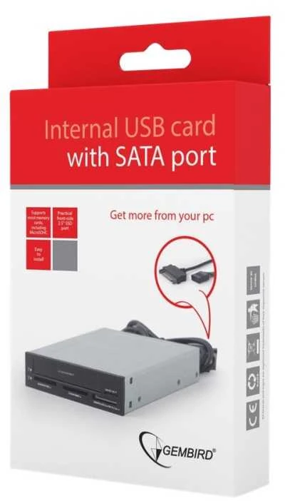GEMBIRD FDI2-ALLIN1-03 USB vidinis kortelių skaitytuvas/rašytuvas su 2,5 SATA prievadu, juodas