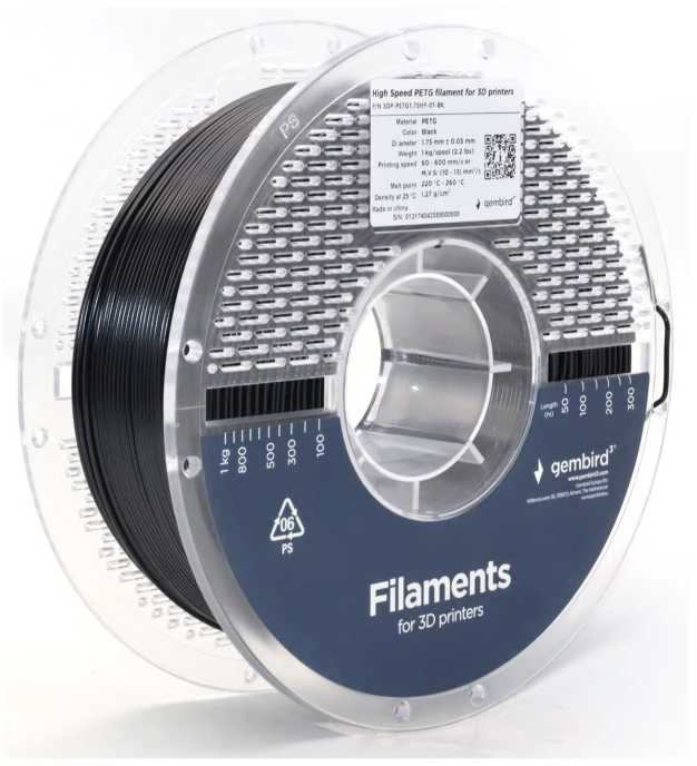 Gembird PETG juodas plastikas 1kg rite
