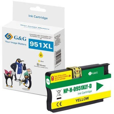 G&G rašalo kasetė 1 vnt. Pakaitalas Didelė (XL) našumo Geltona (13971)