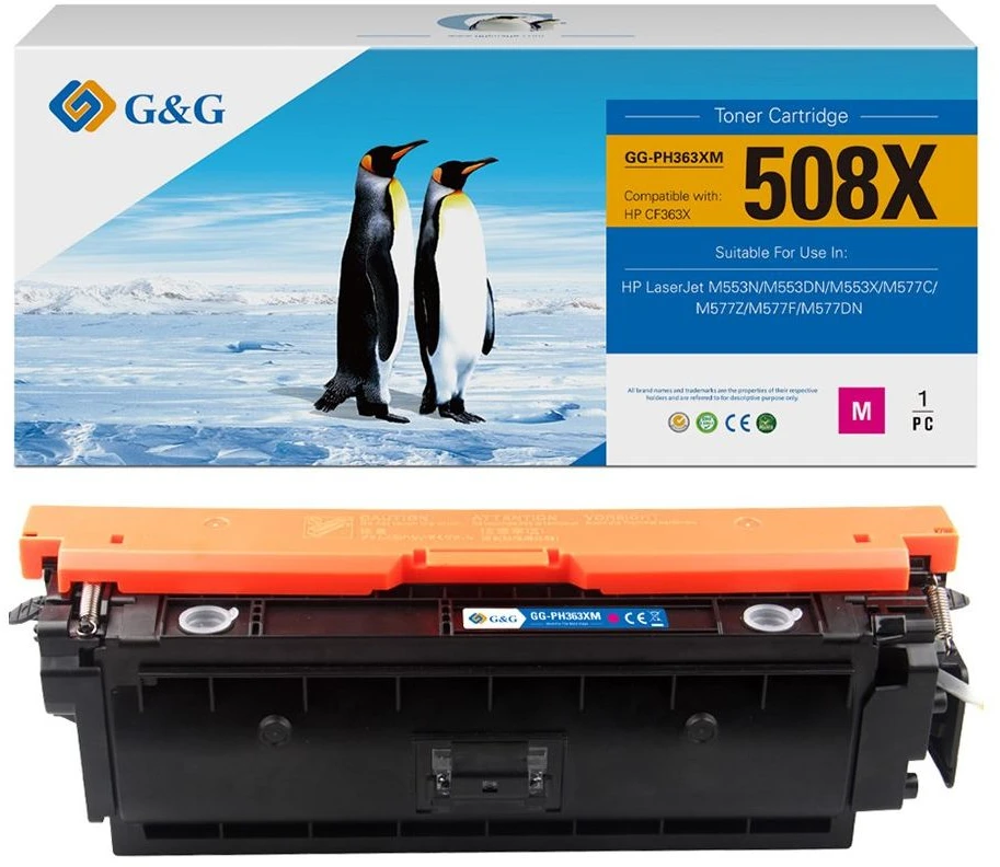 Toneris G&G G&G suderinamas toneris su HP CF363X, NT-PH363XM, HP 508X, magenta, 9500s, didelės talpos